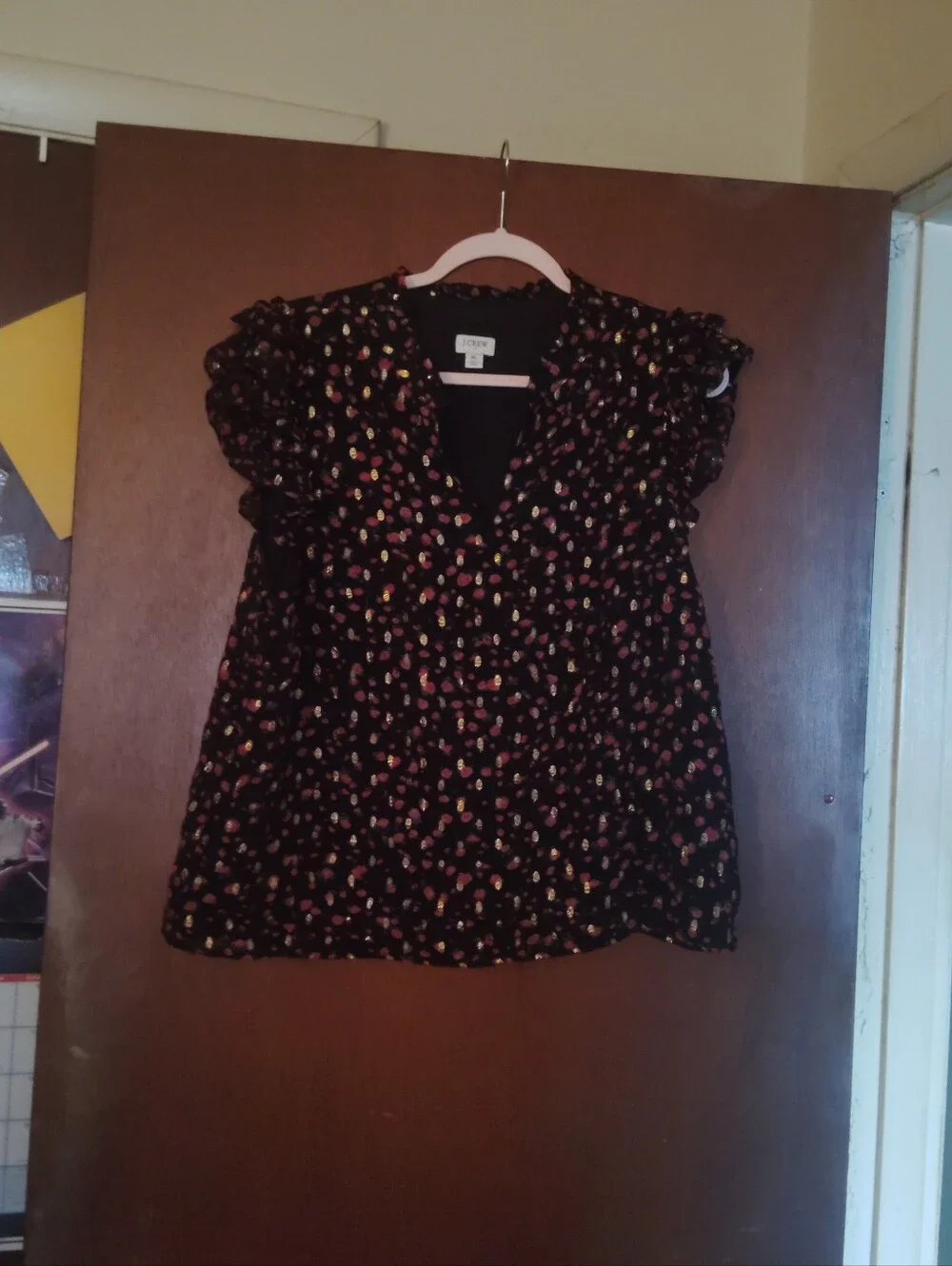 J.CREW Ruffleneck Flutter Sleeve Top - Women's Size XL